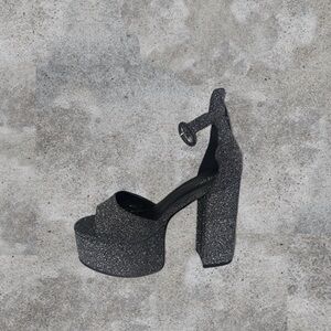 Disco 💍🤘2 part platform heels - silver glitter holiday party sho